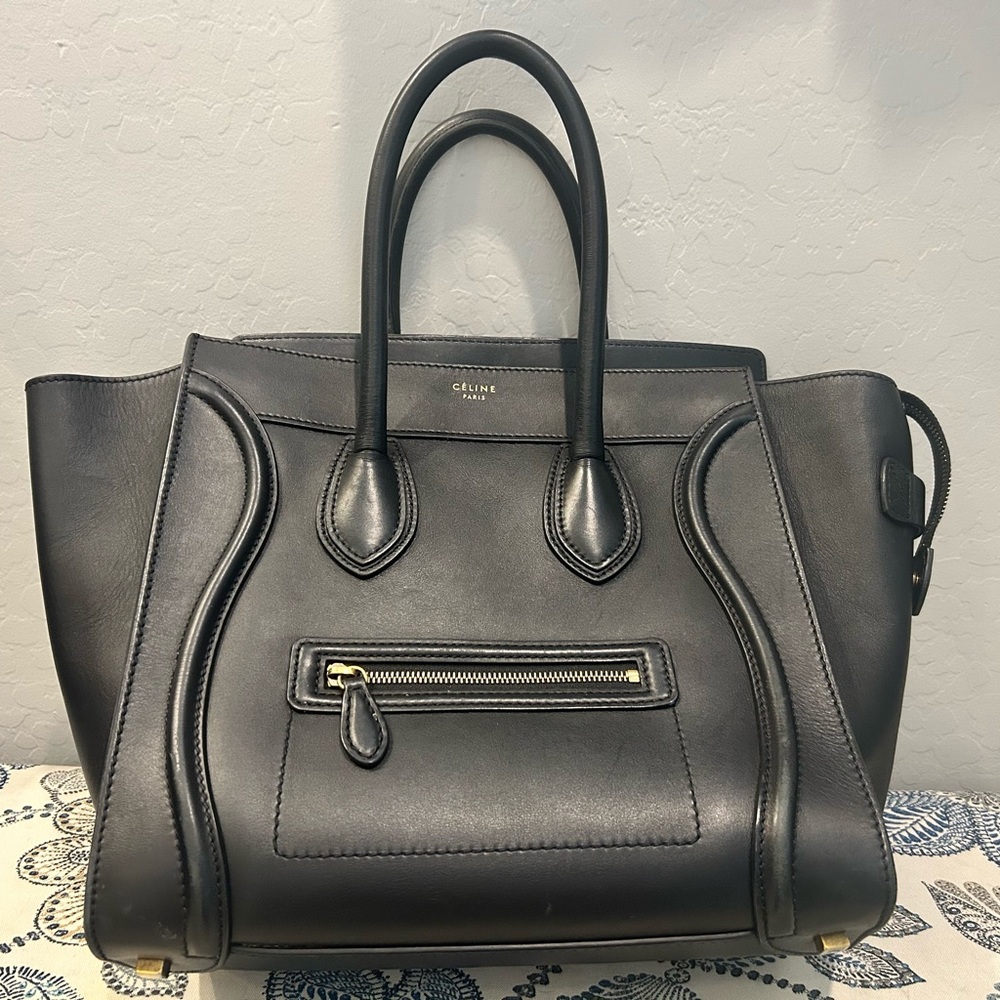 Celine Black Structured Leather Tote